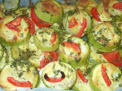 Кабачки запеченные колечками